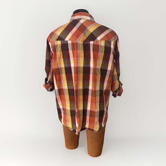 Smoke Rise Men's Plaid Button Down Shirt Orange, Yellow,brown Size XL - Picture 3 of 8